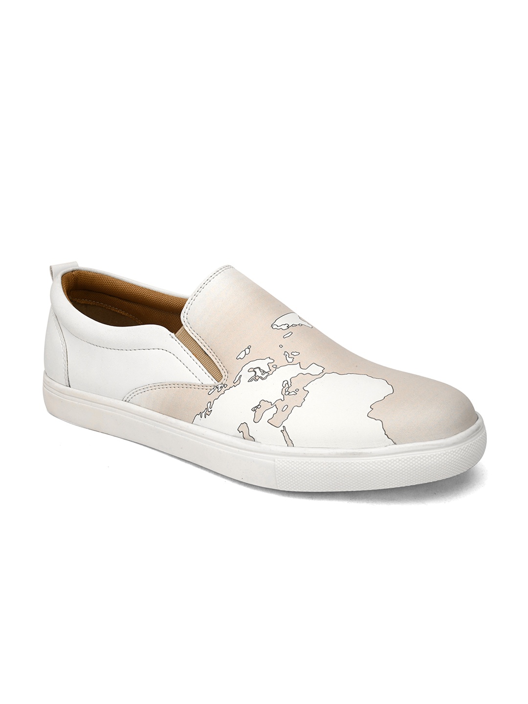 

San Frissco Men Printed Lightweight Slip-On Sneakers, White