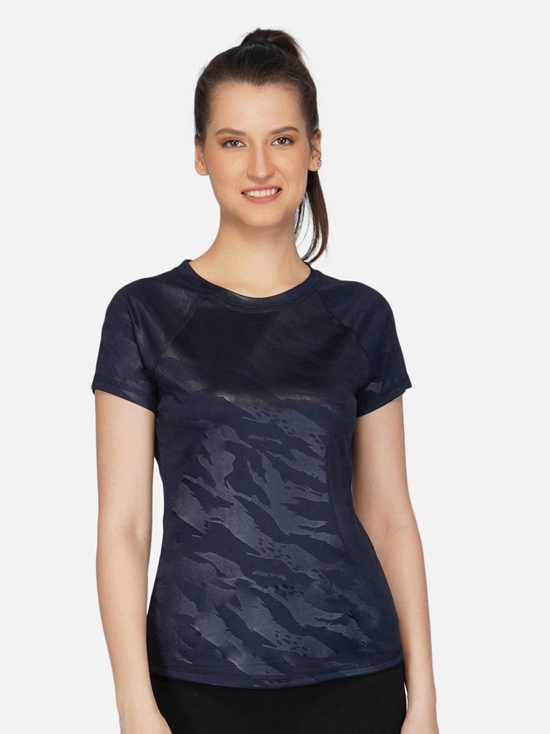 

IMPERATIVE Abstract Printed Raglan sleeves T-shirt, Navy blue