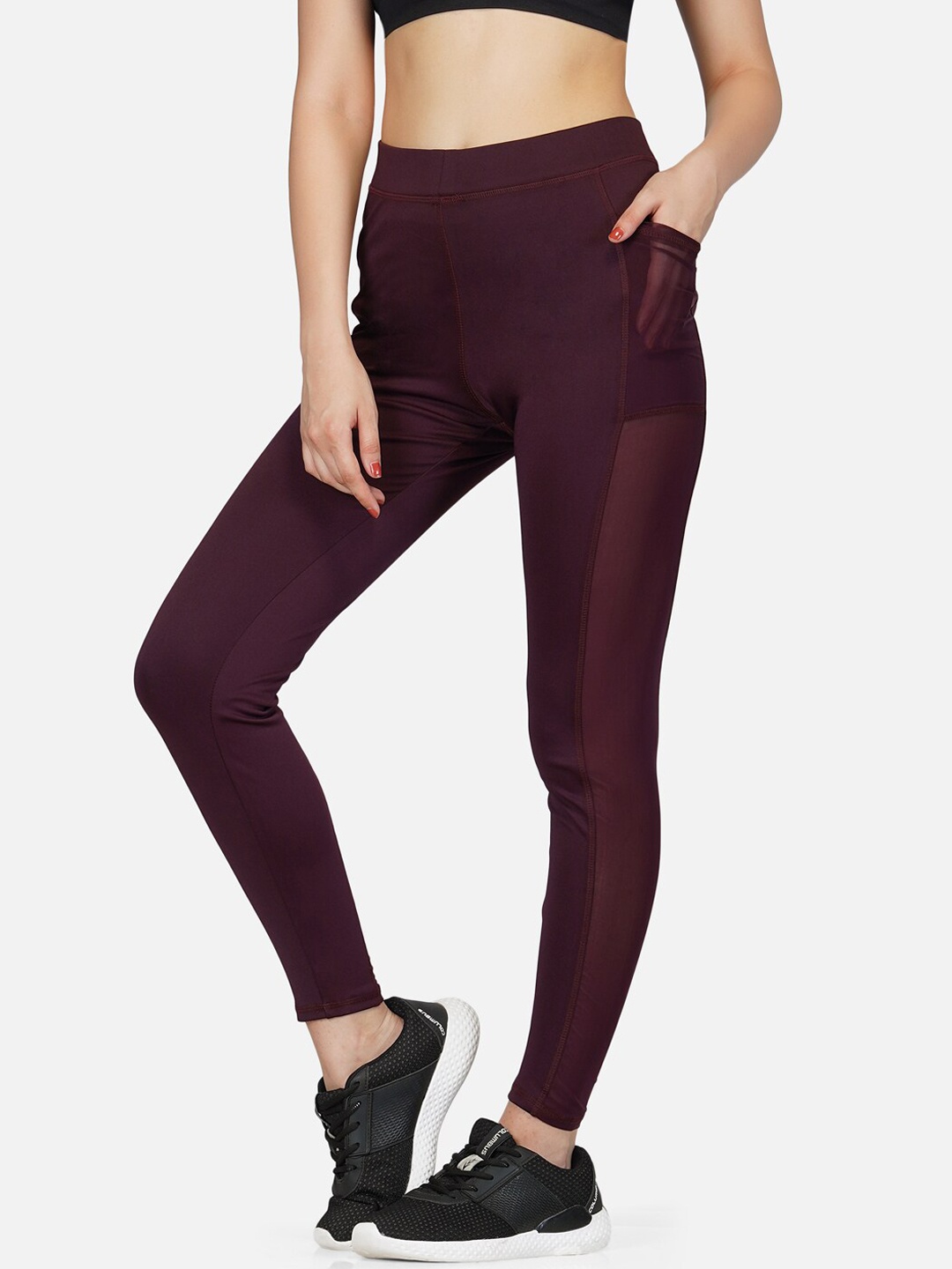 

IMPERATIVE Women Slim-Fit Running Sports Tights, Maroon
