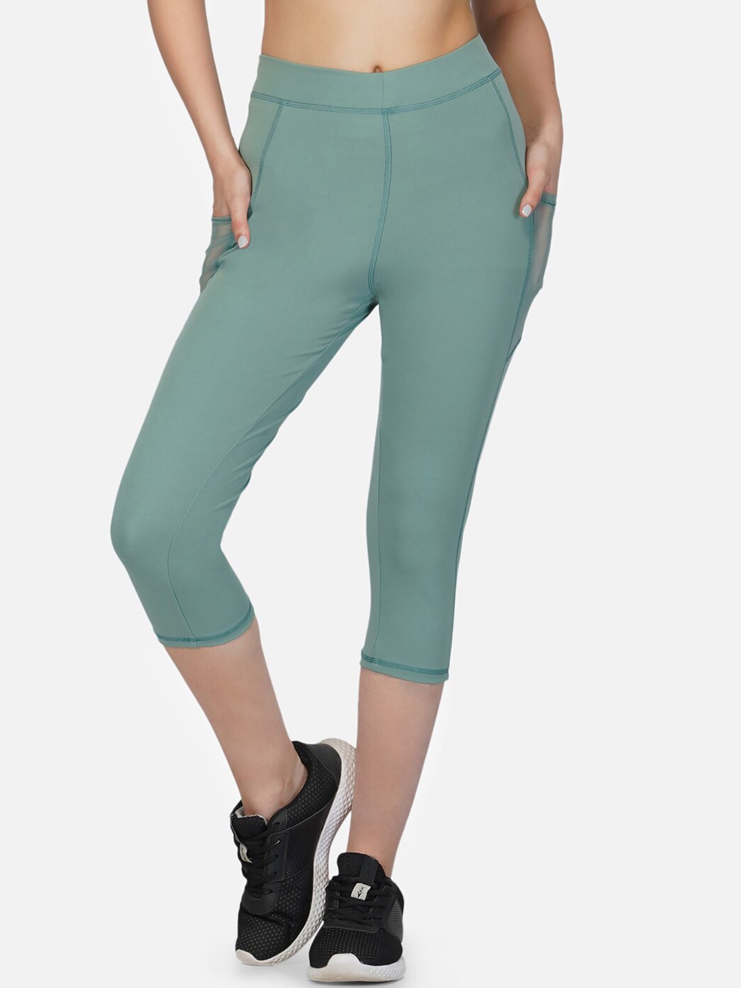 

IMPERATIVE Women Slim-Fit Running Sports Tights, Green