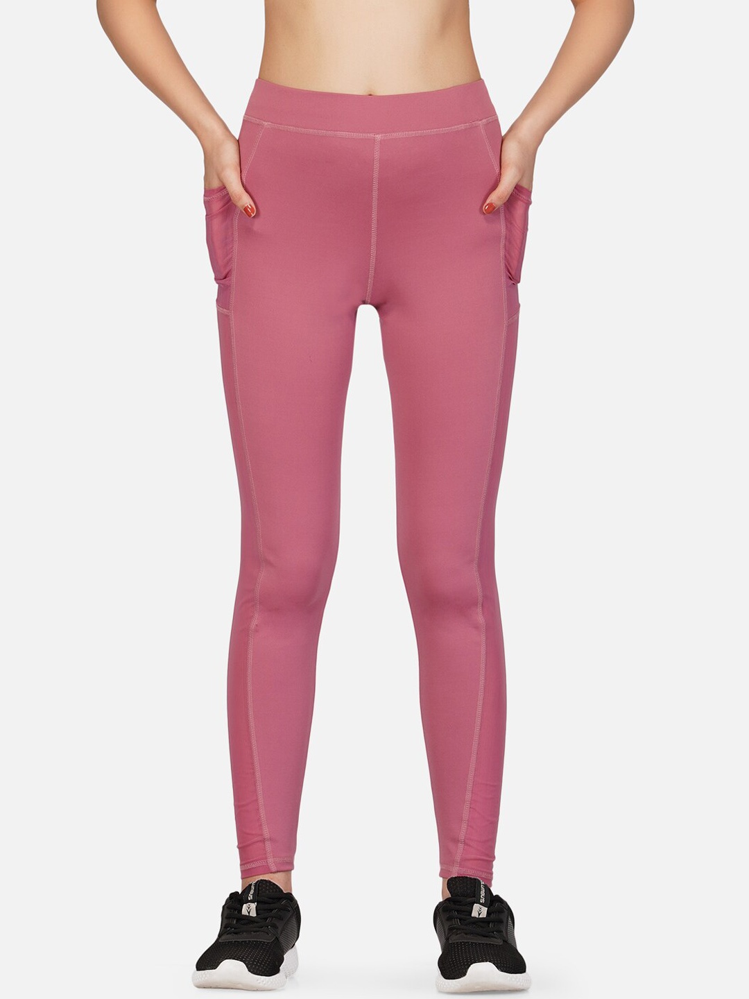 

IMPERATIVE Women Slim-Fit Ankle Length Running Sports Tights, Pink