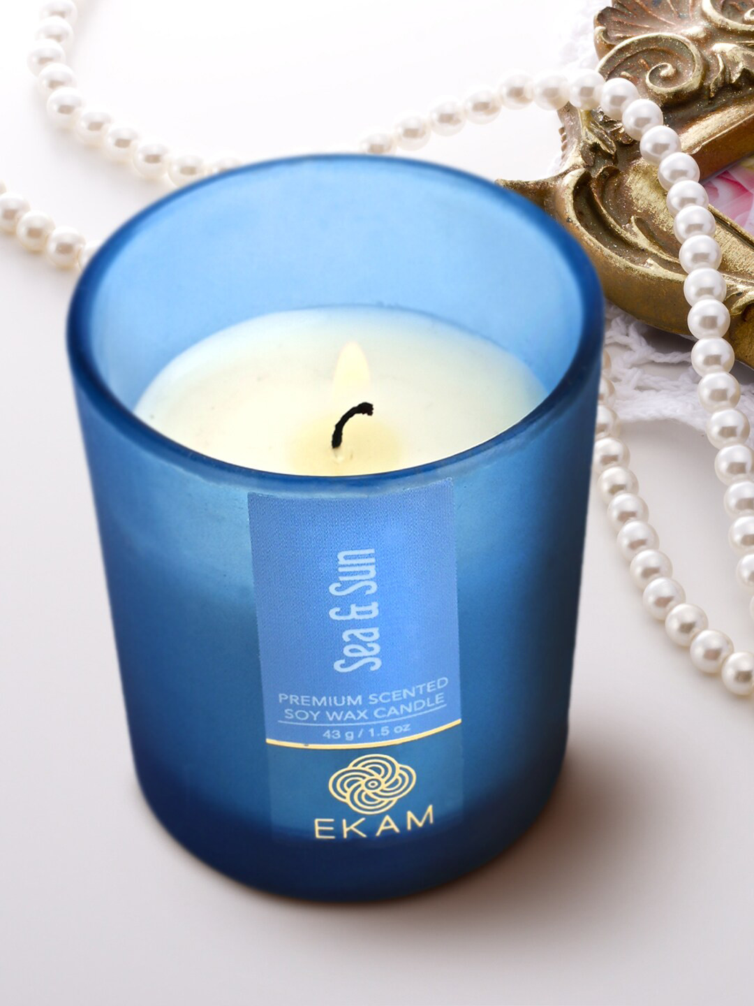 

Ekam Blue 9 Pieces Sea & Sun Fragrance Scented Candle Jars