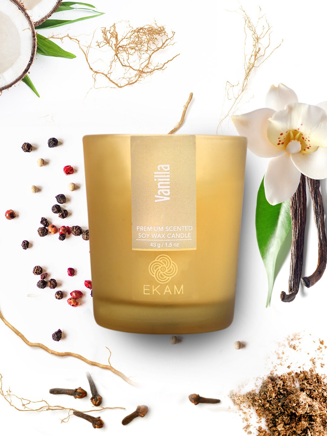 

Ekam Beige 9 Pieces Vanilla Fragrance Scented Candle Jars