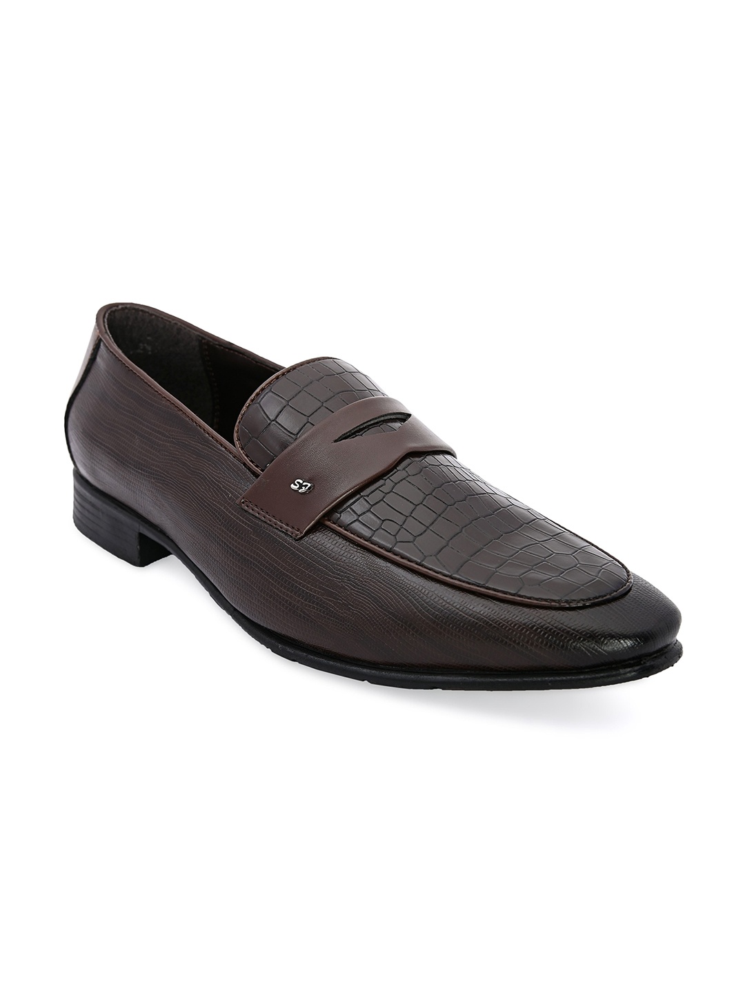 

San Frissco Men Textured Formal Loafers, Brown