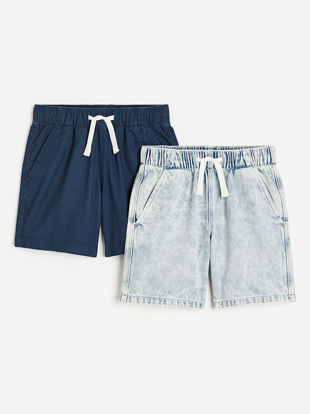 

H&M Boys 2-Pack Pure Cotton Twill Shorts, Blue