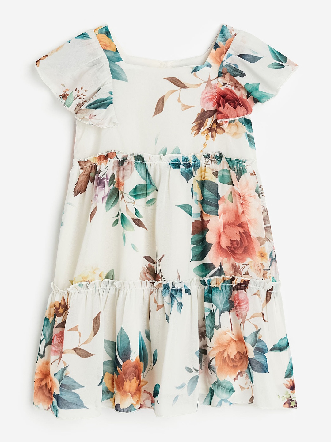 

H&M Girls Patterned Chiffon Dress, Off white