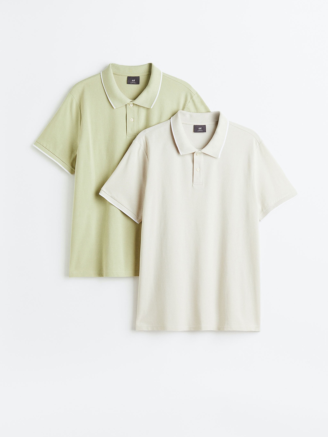 

H&M Men 2-Pack Slim Fit Polo Shirts, Beige