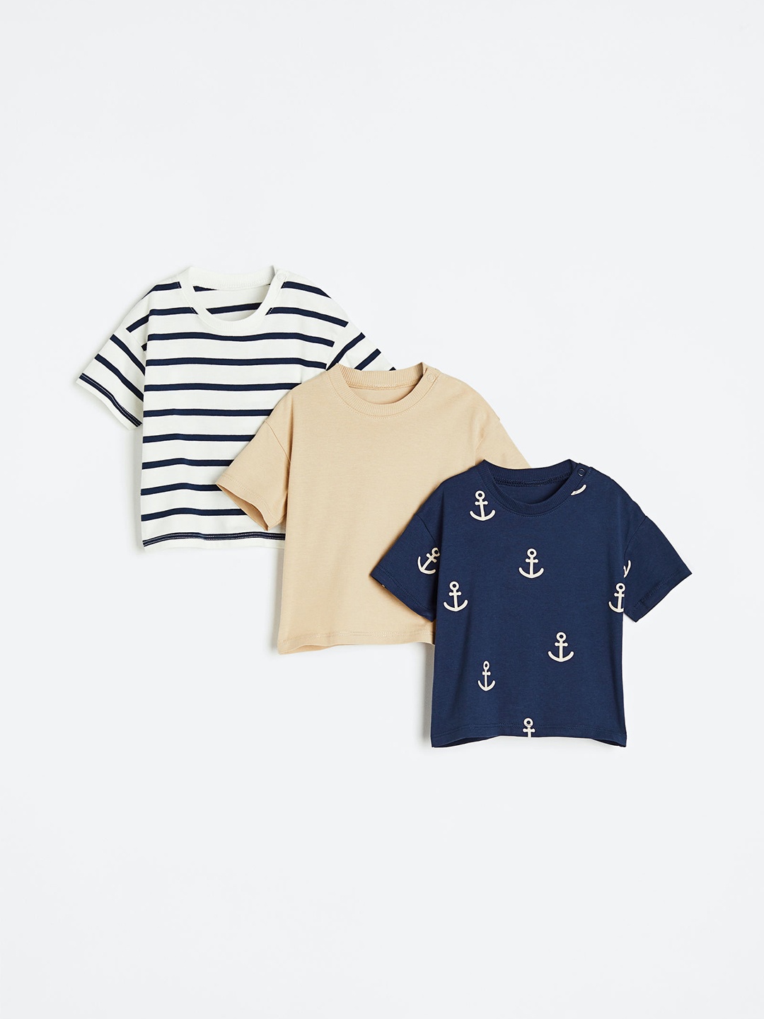 

H&M Boys 3-Pack Cotton T-shirts, Beige
