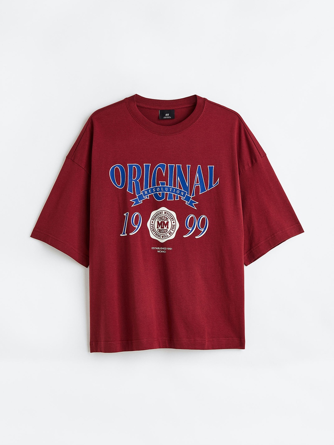 

H&M Men Oversized Fit Printed T-shirt, Maroon