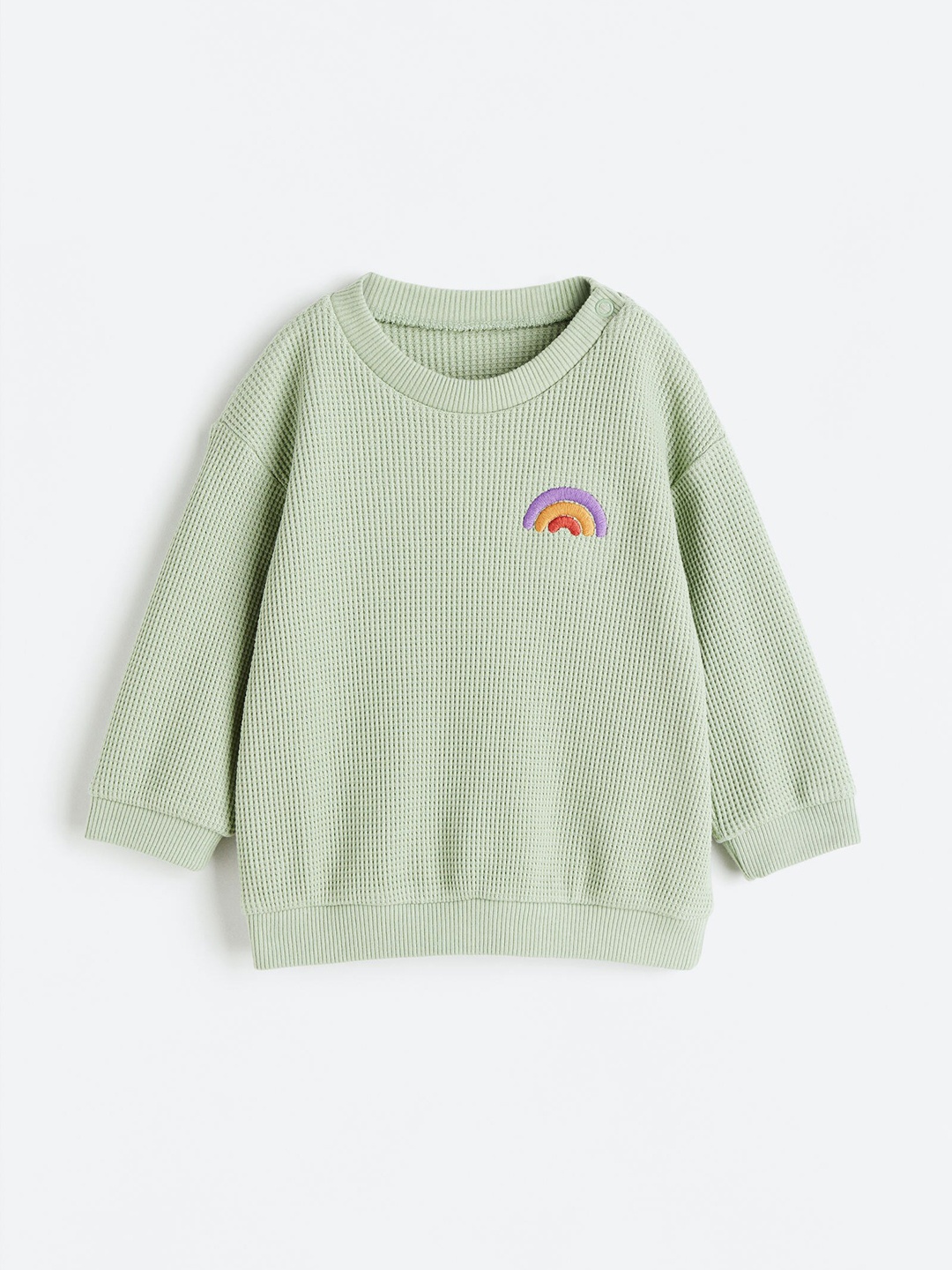 

H&M Boys Waffled Cotton Sweatshirt, Green