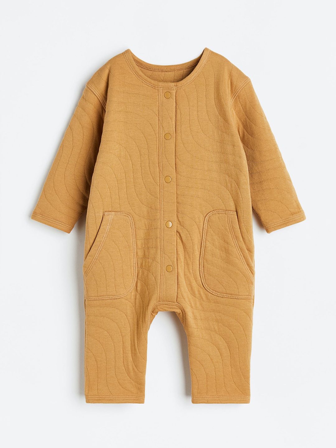 

H&M Infant Girls Quilted Jersey Romper Suit, Beige