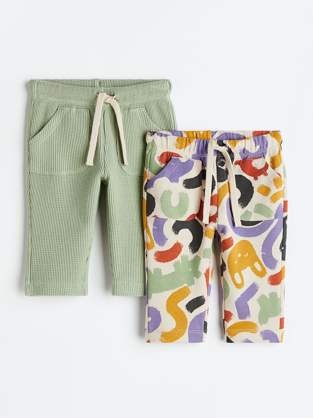 

H&M Boys 2-Pack Pure Cotton Joggers, Beige