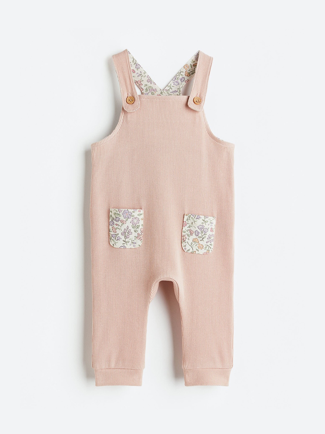 

H&M Infant Boys Ribbed Pure Cotton Dungarees, Pink