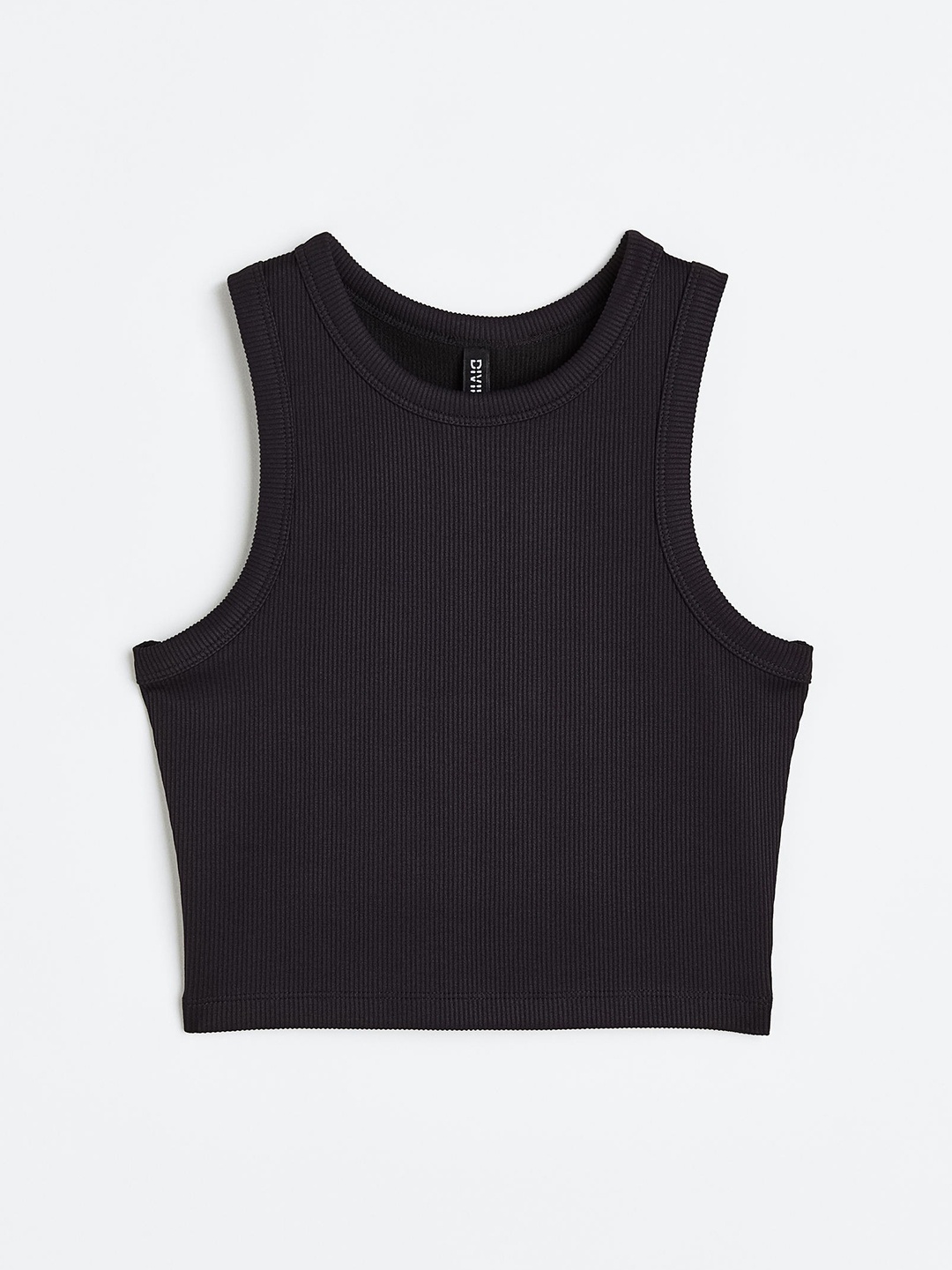 

H&M Cropped Vest Top, Black