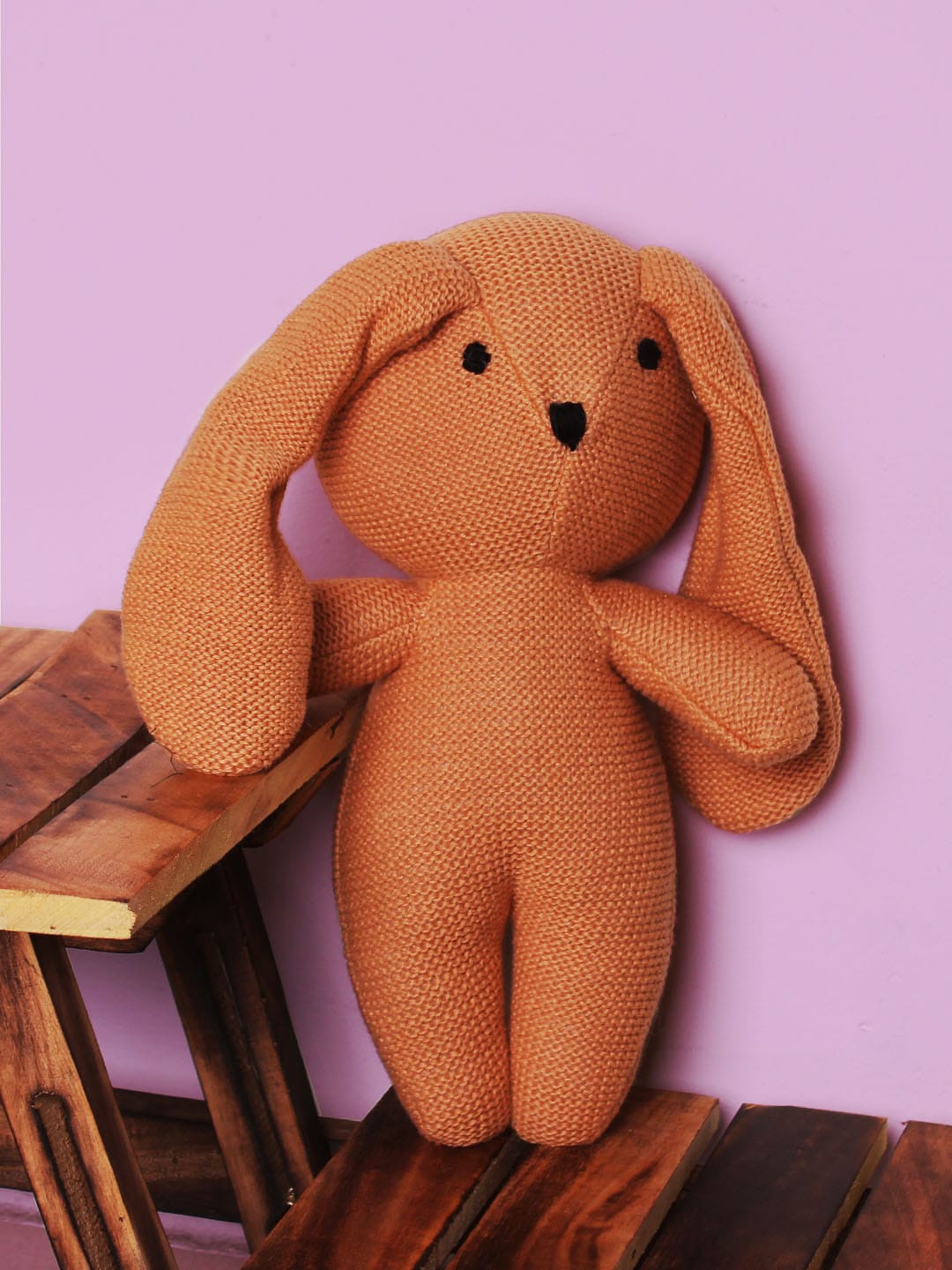 

DukieKooky Kids Woolen Bunny Knitted Soft Toy, Tan