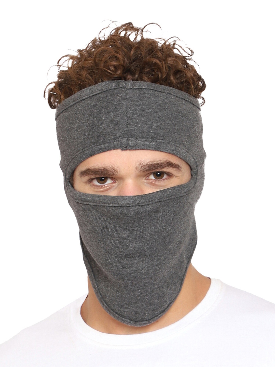Gajraj Cotton Anti Pollution Reusable Adjustable Full Face Mask, Grey melange