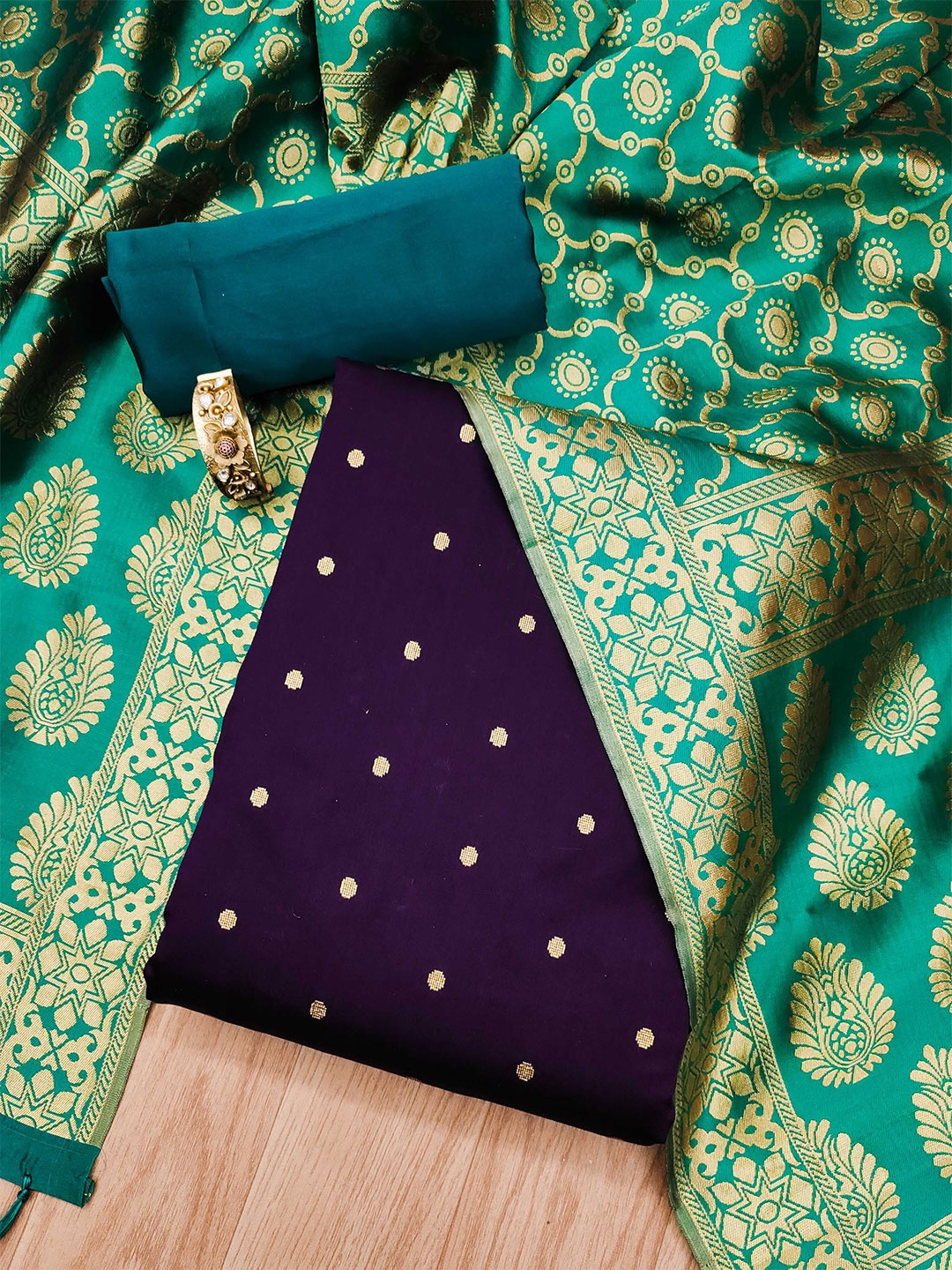 

KALINI Unstitched Dress Material, Purple