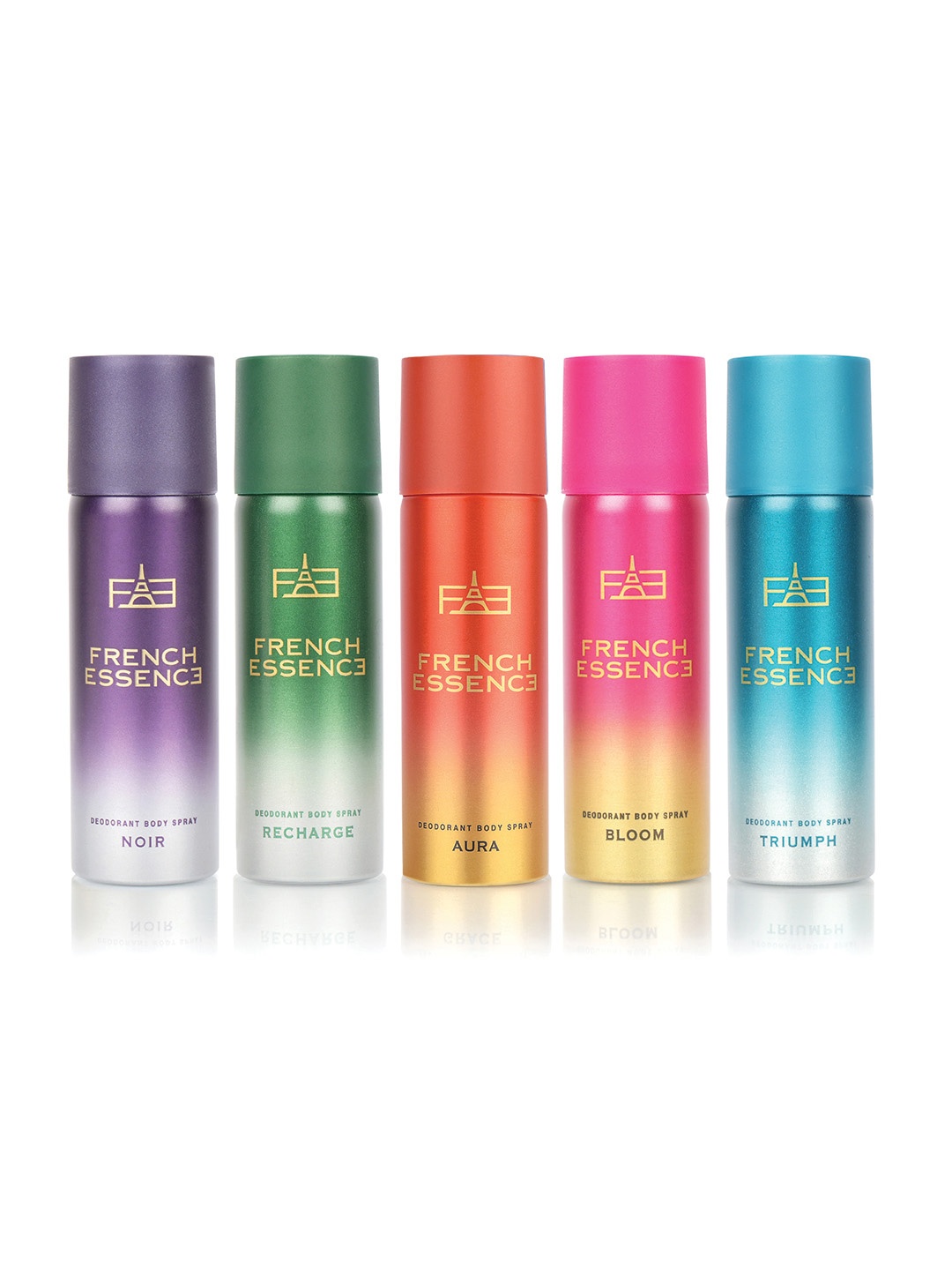

FRENCH ESSENCE Set Of 5 Deodorant Body Spray - 50ml Each, Purple