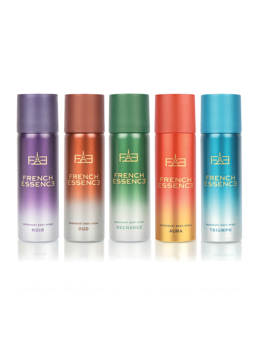 

FRENCH ESSENCE Set Of 5 Deodorant Body Spray - 50ml Each, Purple