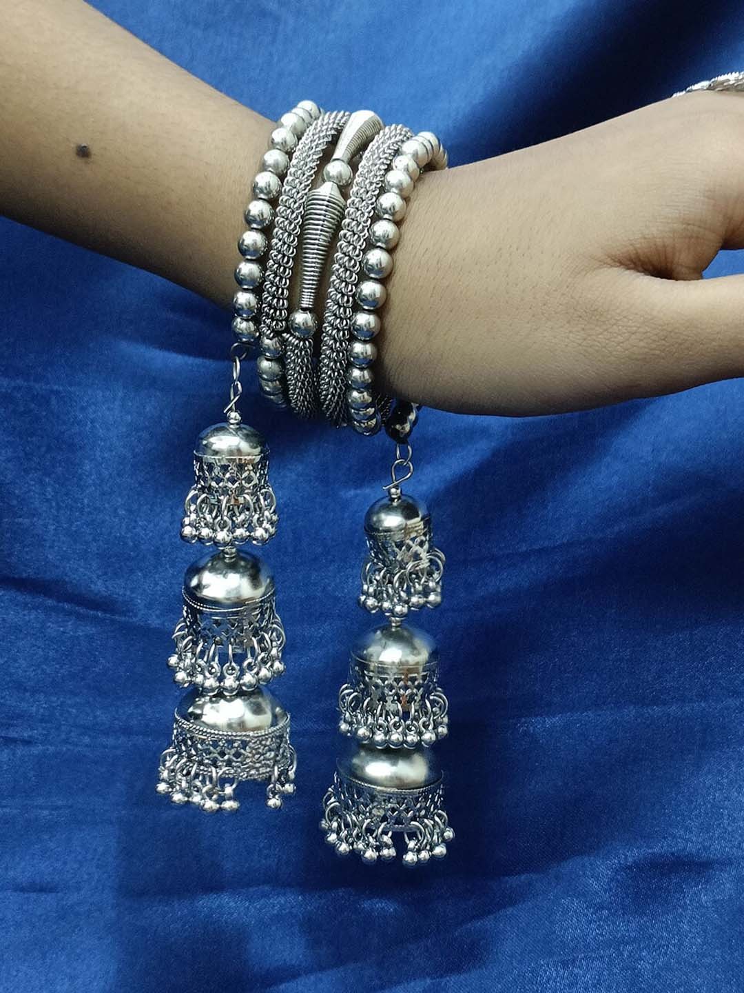 

PRASUB Silver Plated Bangles With Ring