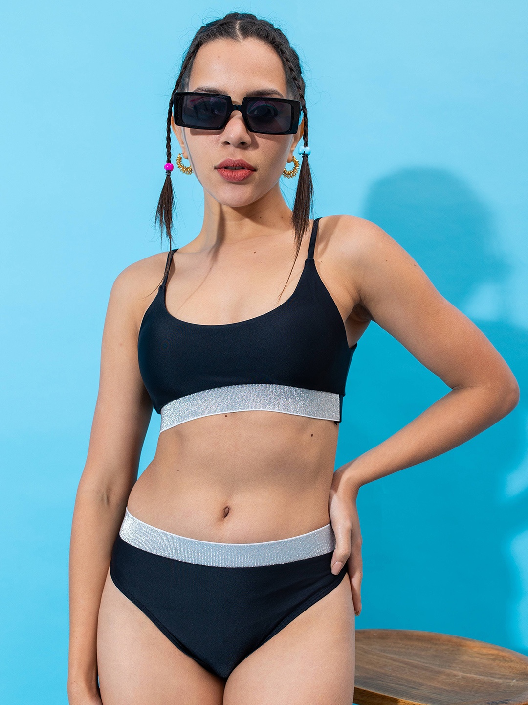 

Stylecast X Hersheinbox Colourblocked Swim Bikini Set, Black