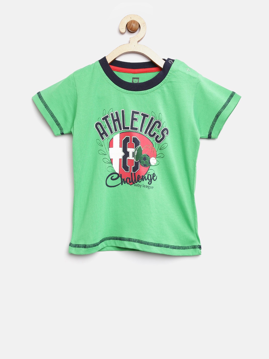 

Baby League Boys Green Printed Round Neck T-shirt