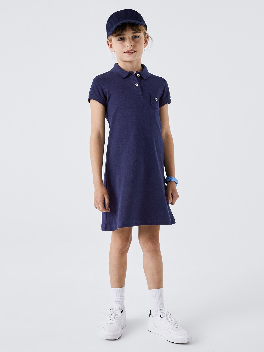 

Lacoste Girls Pure Cotton Spread Collar T-shirt Dress, Navy blue