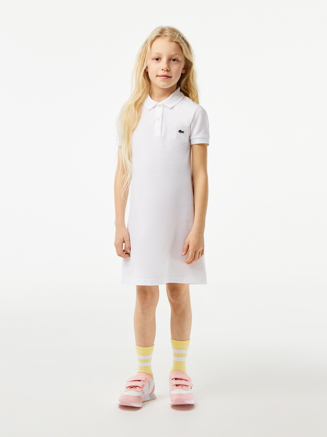 

Lacoste Pocket Detailed Shirt Collar Pure Cotton T-shirt Dress, White
