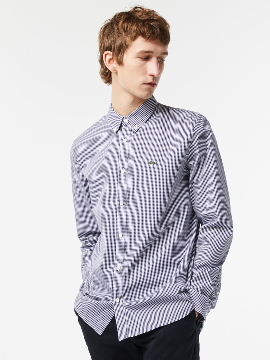 

Lacoste Modern Gingham Checked Casual Pure Cotton Shirt, Blue
