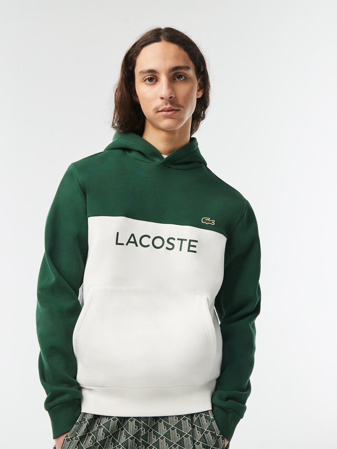 

Lacoste Colourblocked Knitted Hooded Pullover Sweatshirt, White