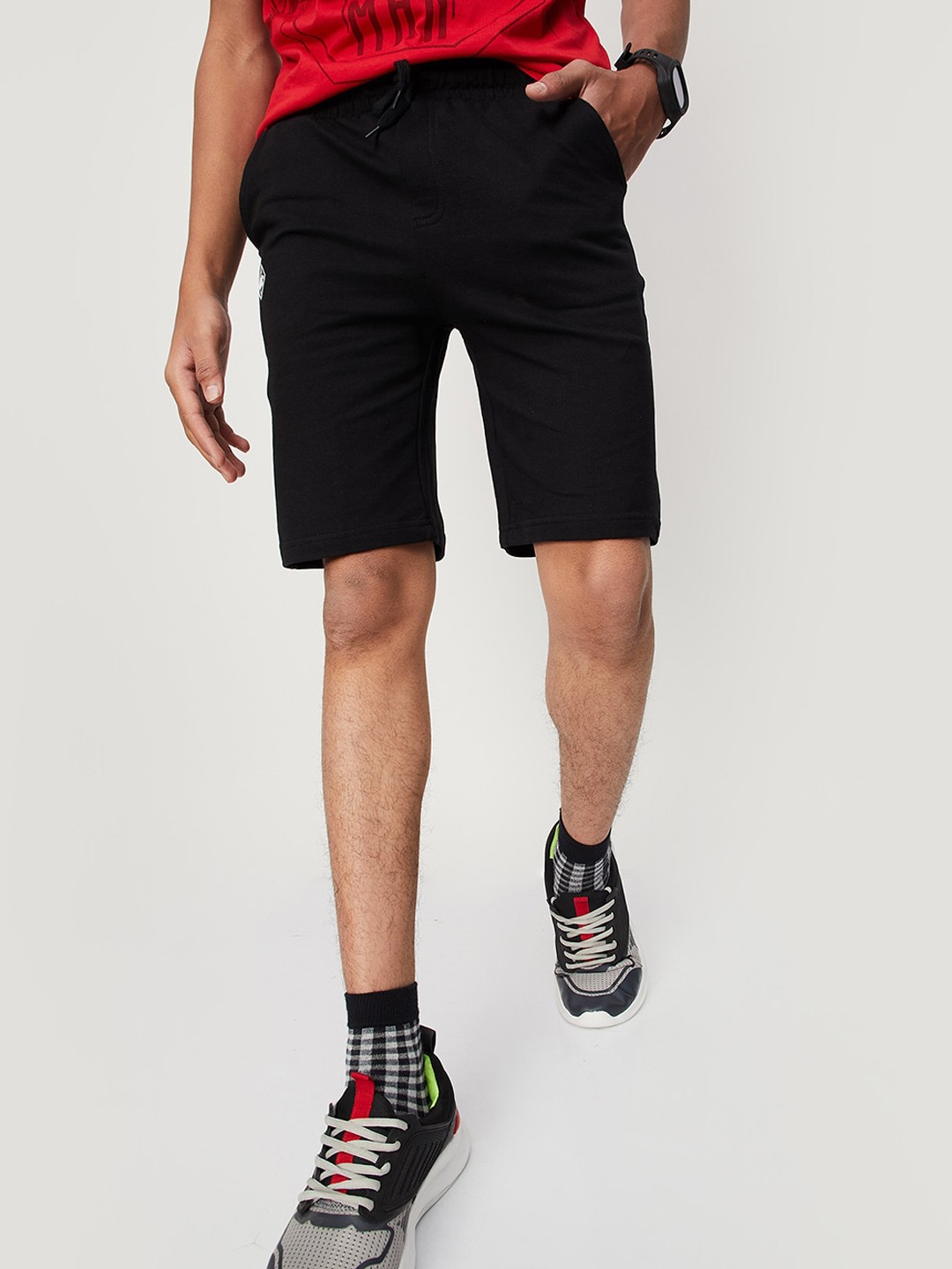 

max Boys Regular Fit Cotton Shorts, Black