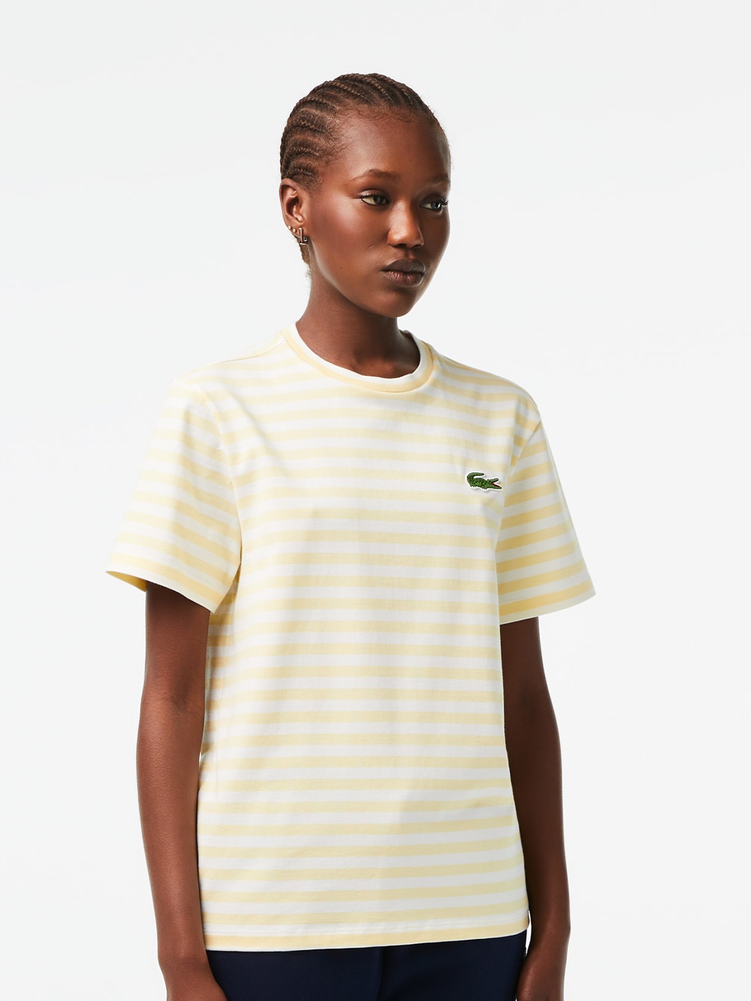 

Lacoste Striped Pure Cotton T-shirt, Off white