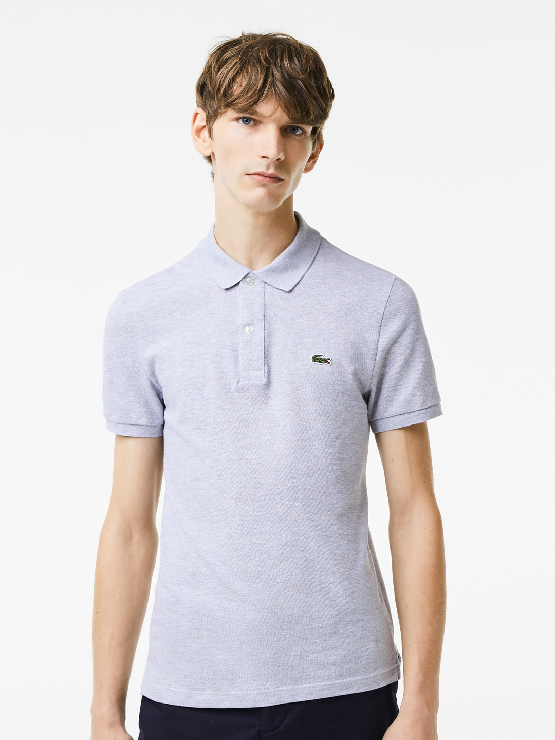 

Lacoste Polo Collar Pure Cotton Slim Fit T-shirt, Grey melange