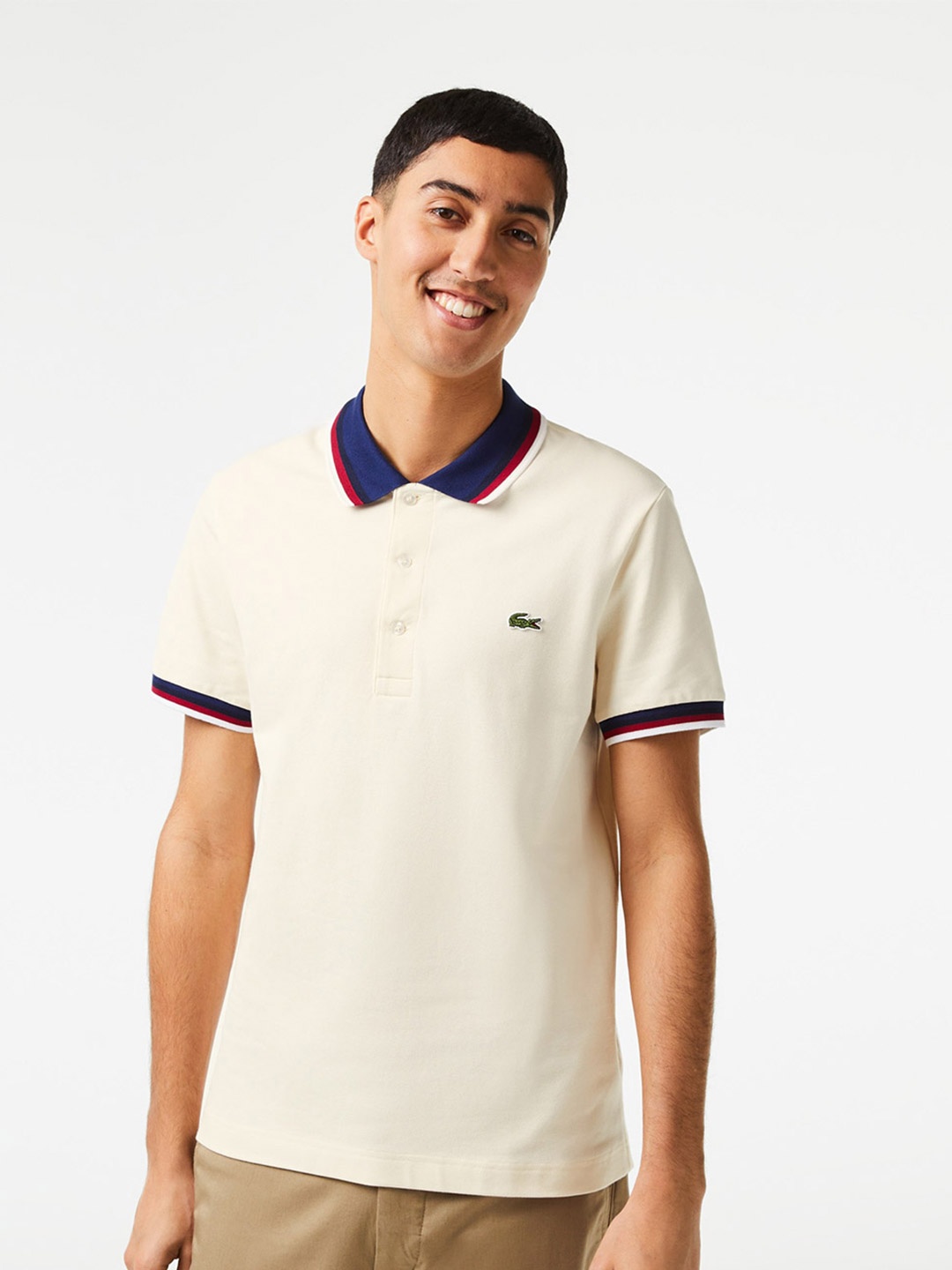 

Lacoste Polo Collar Short Sleeves T-shirt, Cream