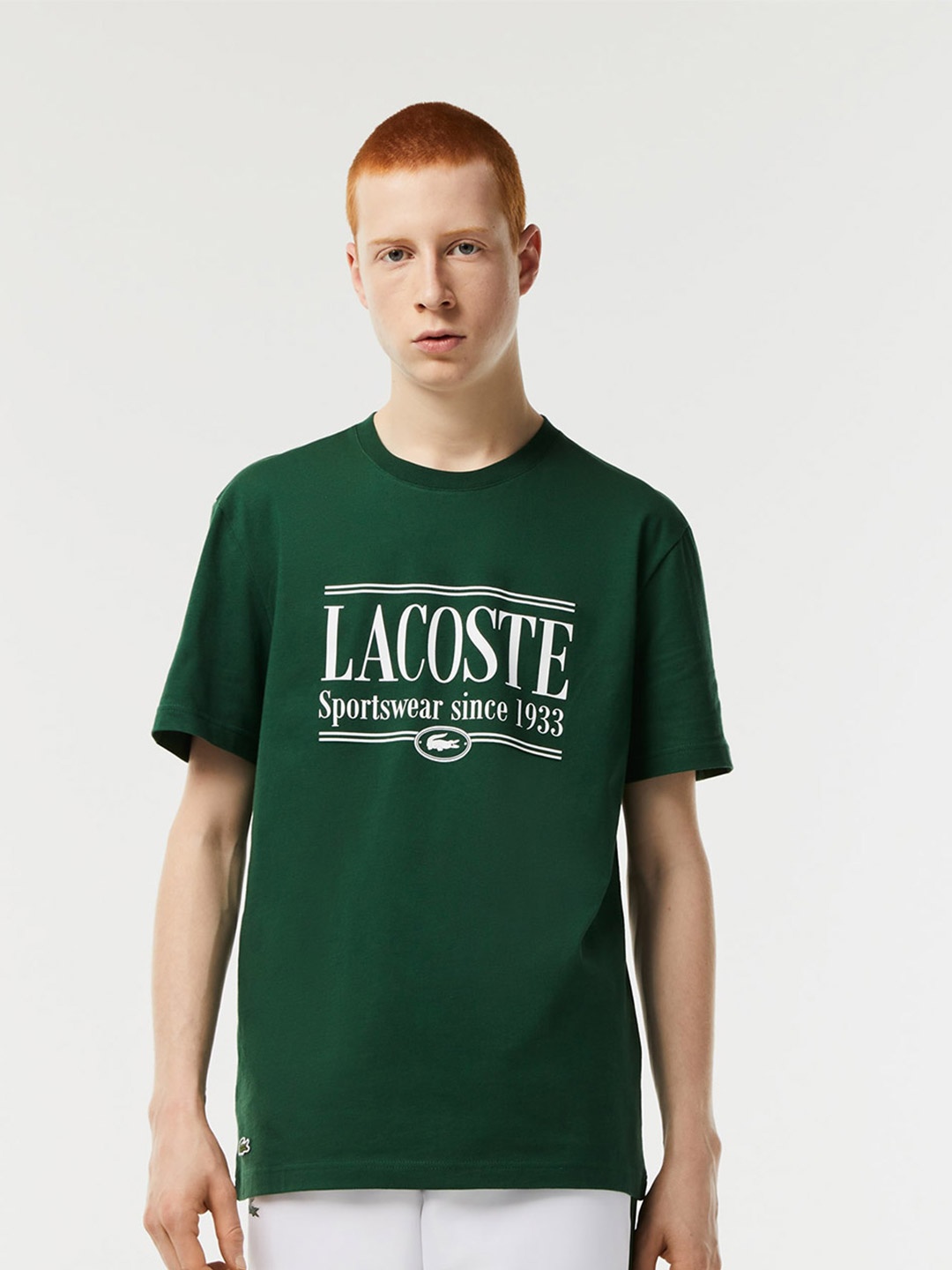 

Lacoste Typography Printed Pure Cotton T-shirt, Green