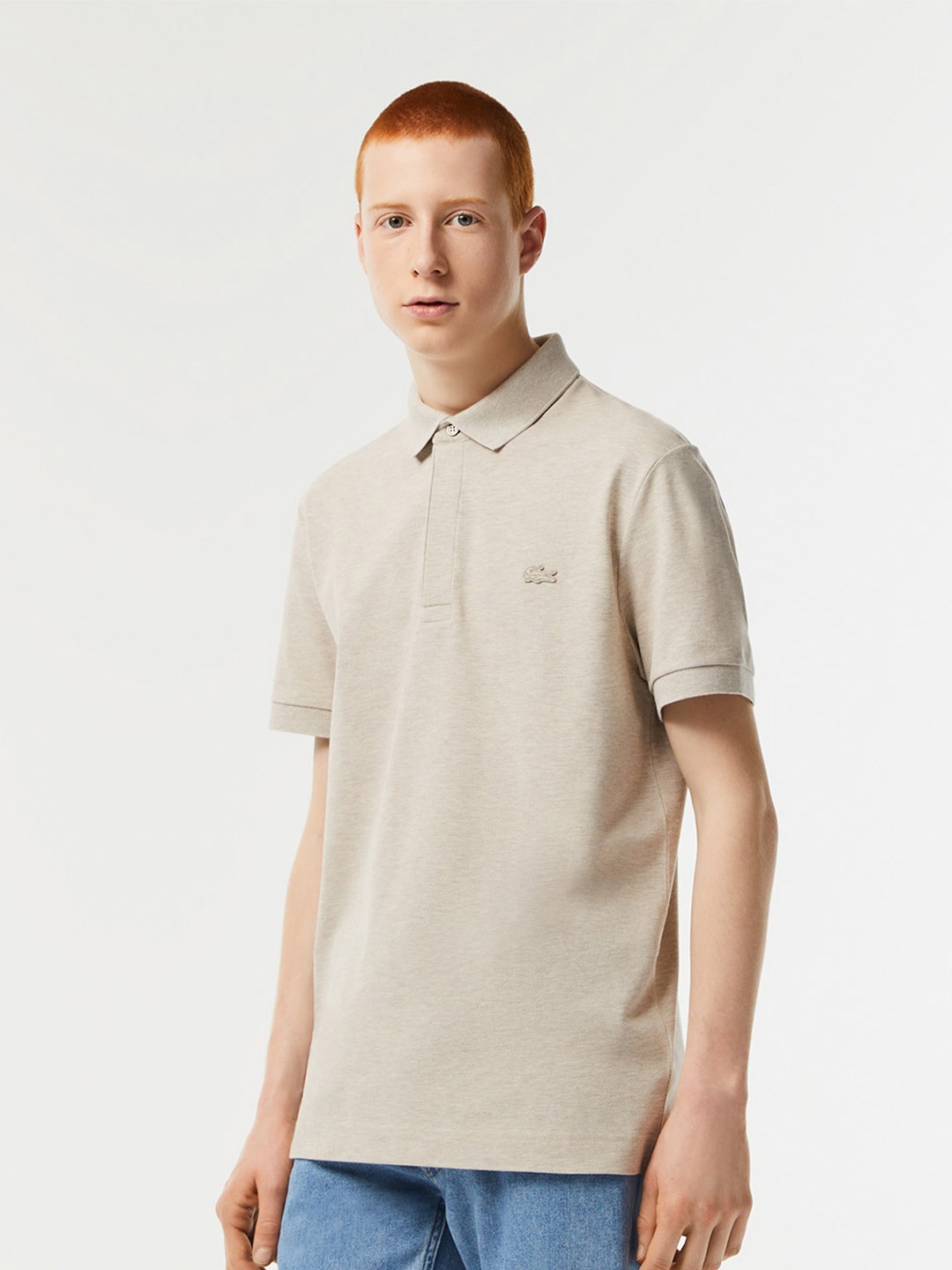 

Lacoste Polo Collar Regular Fit Cotton T-shirt, Beige