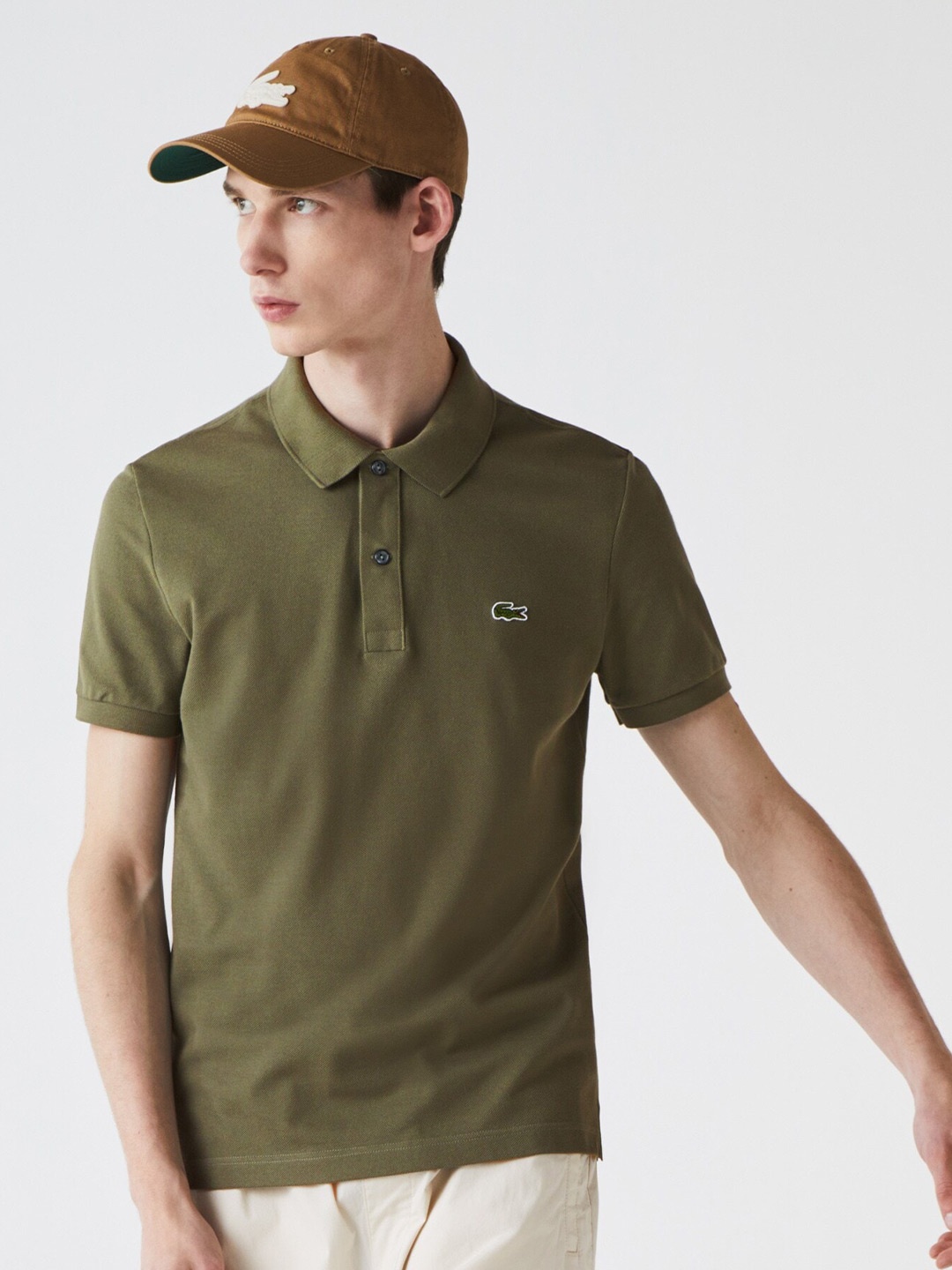 

Lacoste Pique Polo Collar Slim Fit Pure Cotton T-shirt, Olive