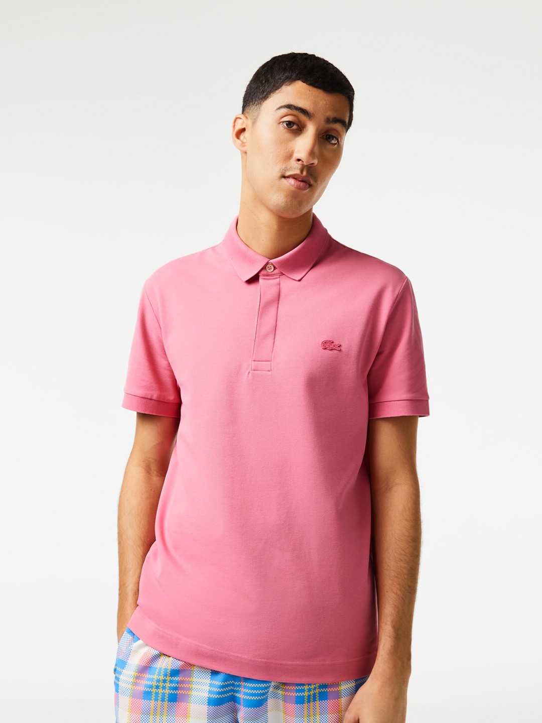 

Lacoste Men Applique Polo Collar Cotton T-shirt, Pink