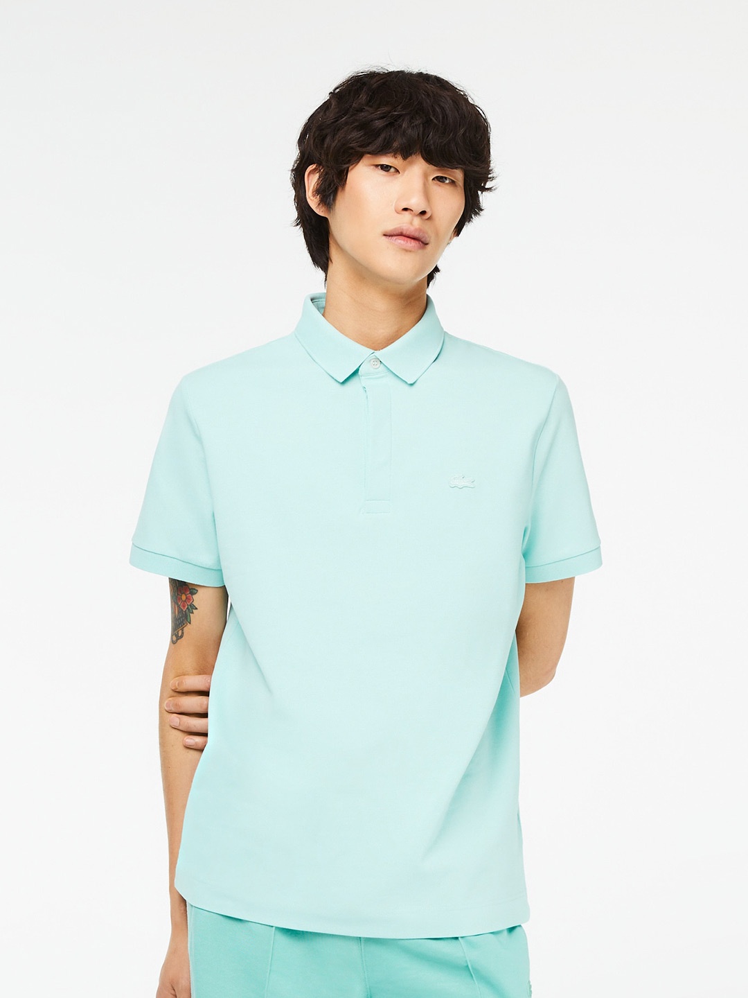 

Lacoste Men Cotton Polo Collar Sports T-shirt, Sea green