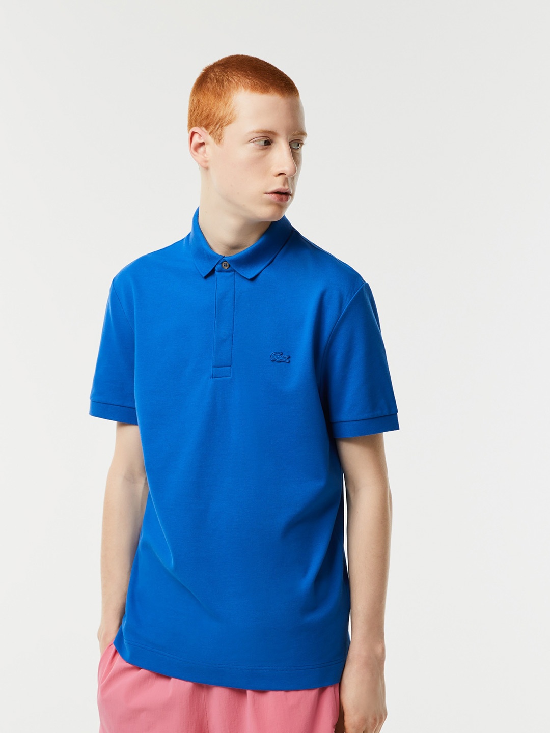 

Lacoste Men Applique Cotton Polo Collar Sports T-shirt, Blue
