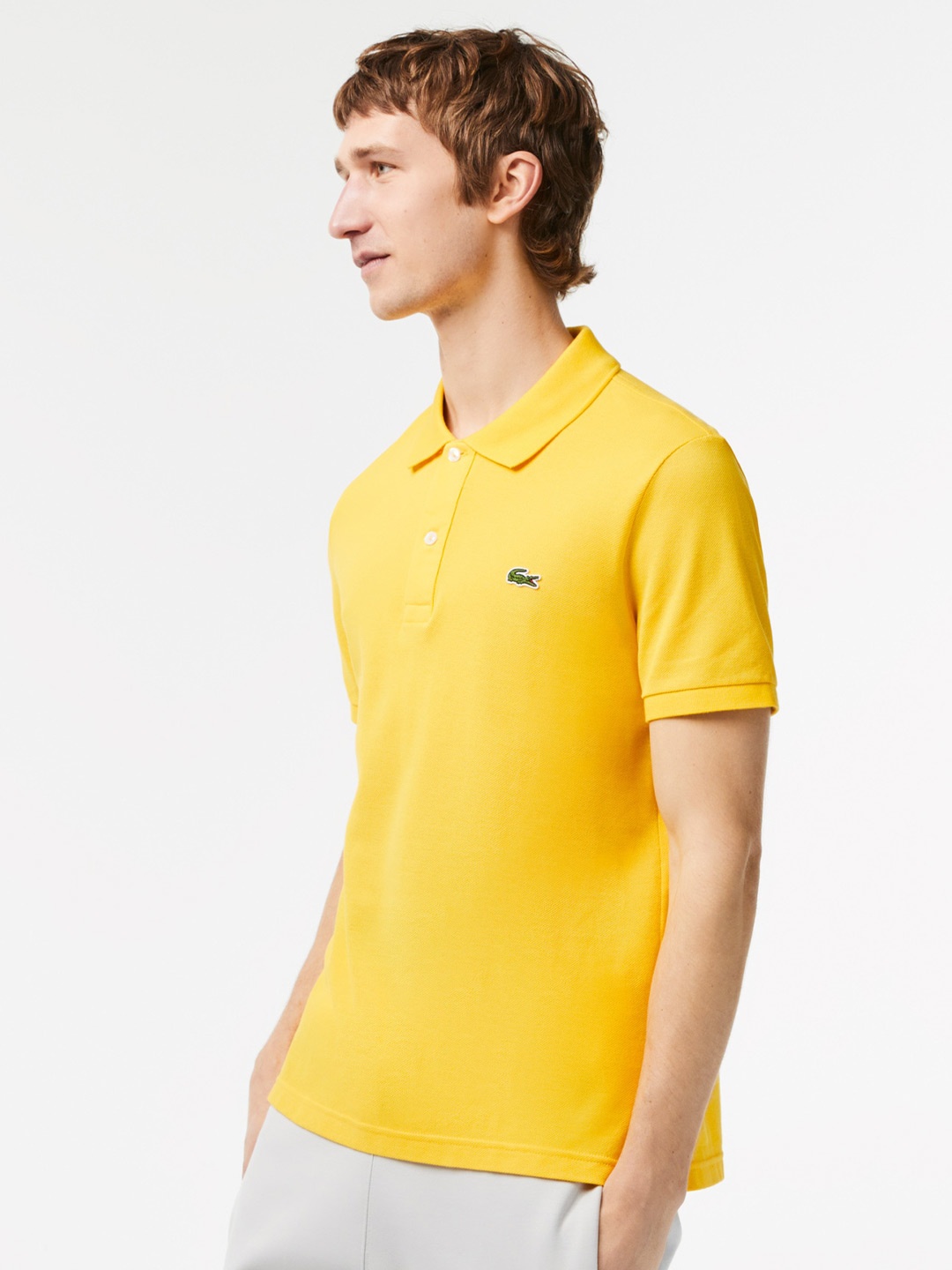 

Lacoste Men Cotton Polo Collar Slim Fit Sports T-shirt, Yellow