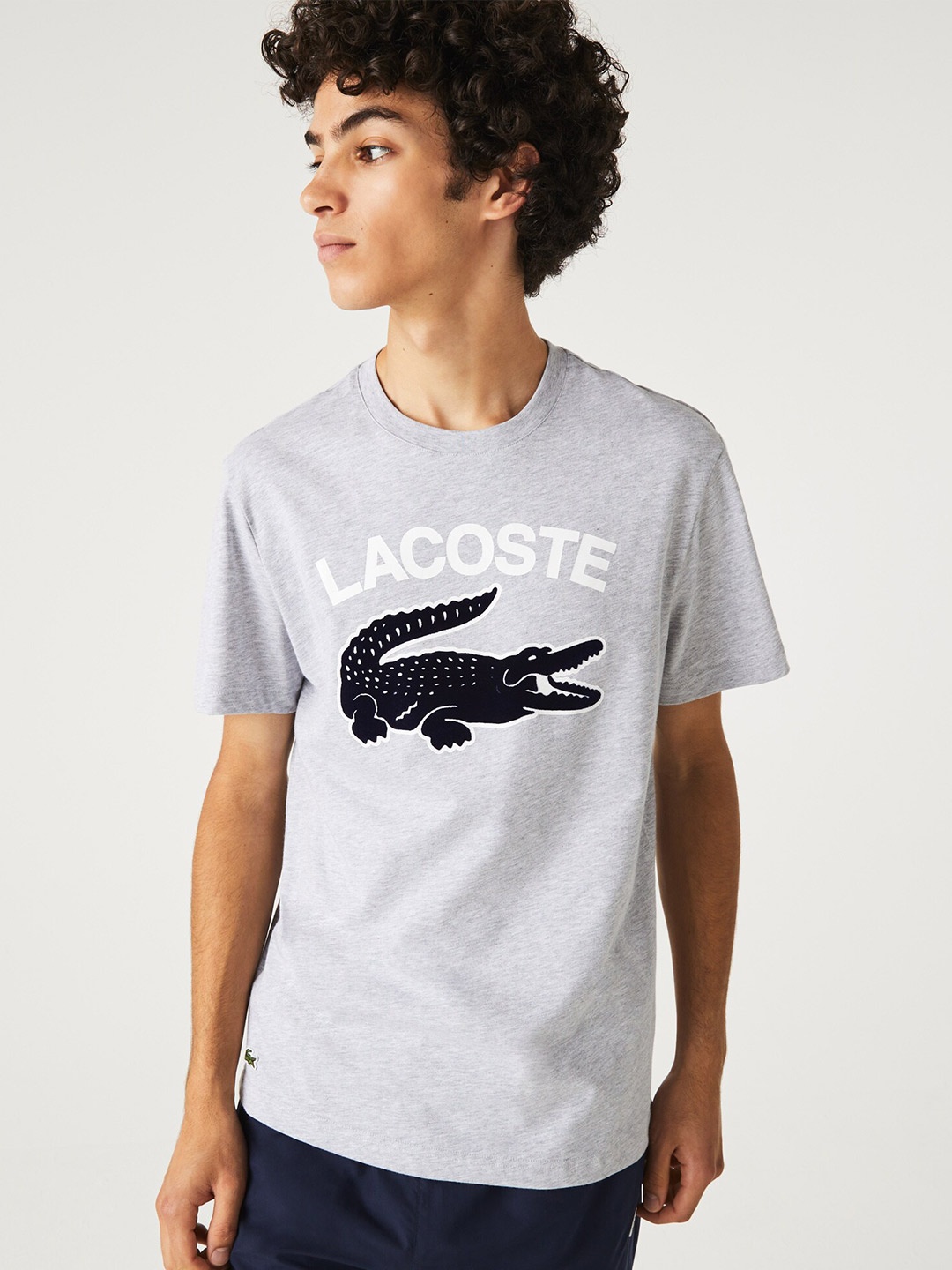 

Lacoste Men Graphic Printed Pure Cotton T-shirt, Grey