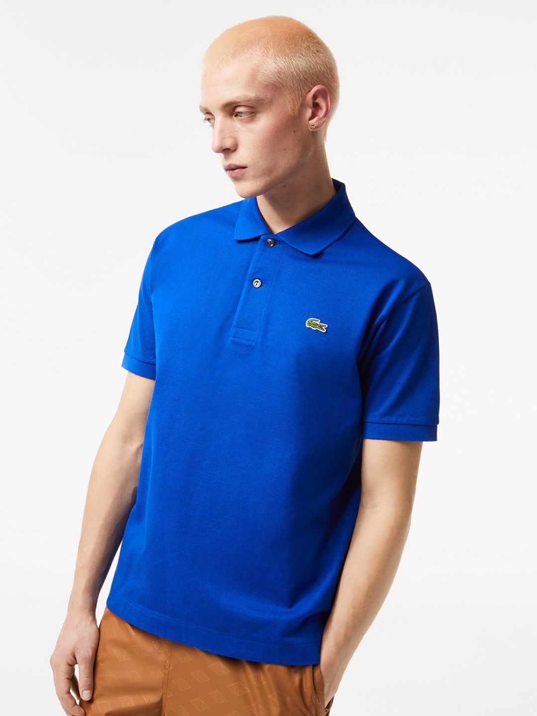 

Lacoste Men Applique Polo Collar Pure Cotton T-shirt, Blue