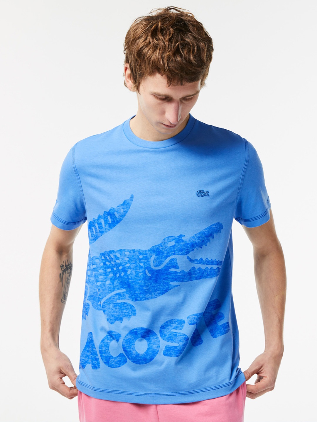 

Lacoste Graphic Printed Pure Cotton T-shirt, Blue