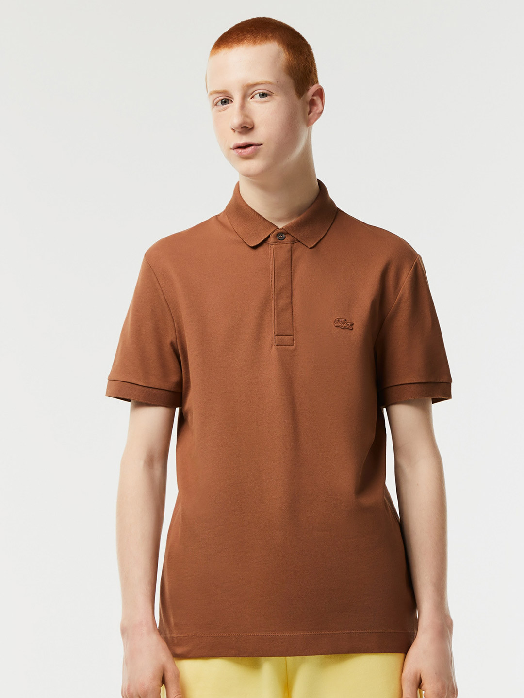 

Lacoste Pique Short Sleeve Polo Collar Casual T-shirt, Brown
