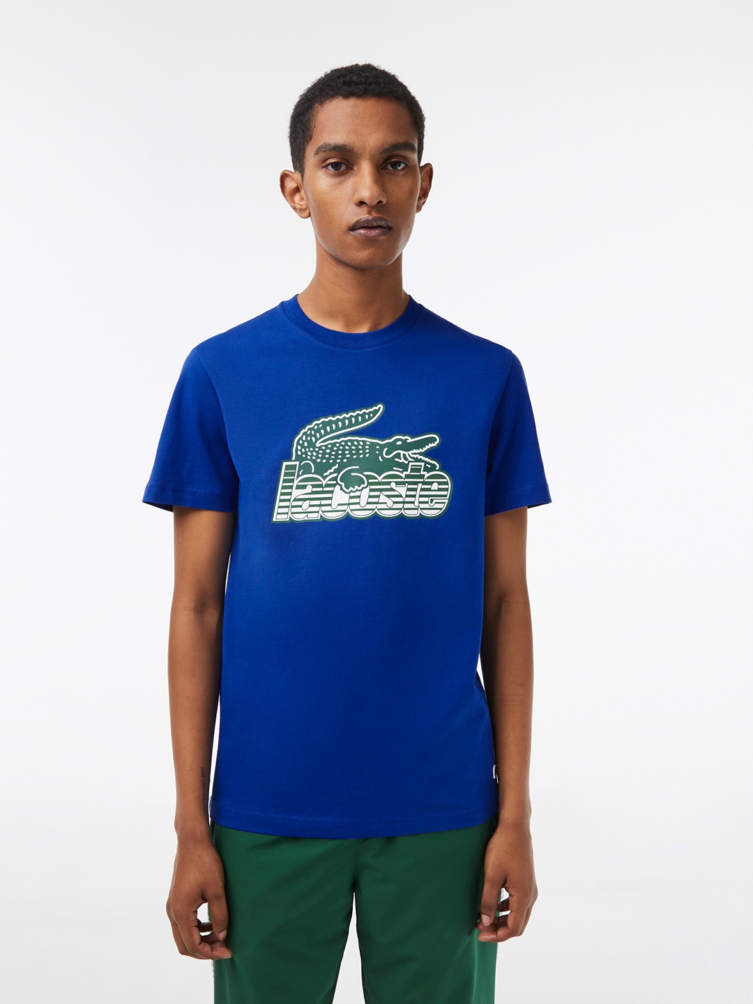 

Lacoste Typography Printed Pure Cotton T-shirt, Blue