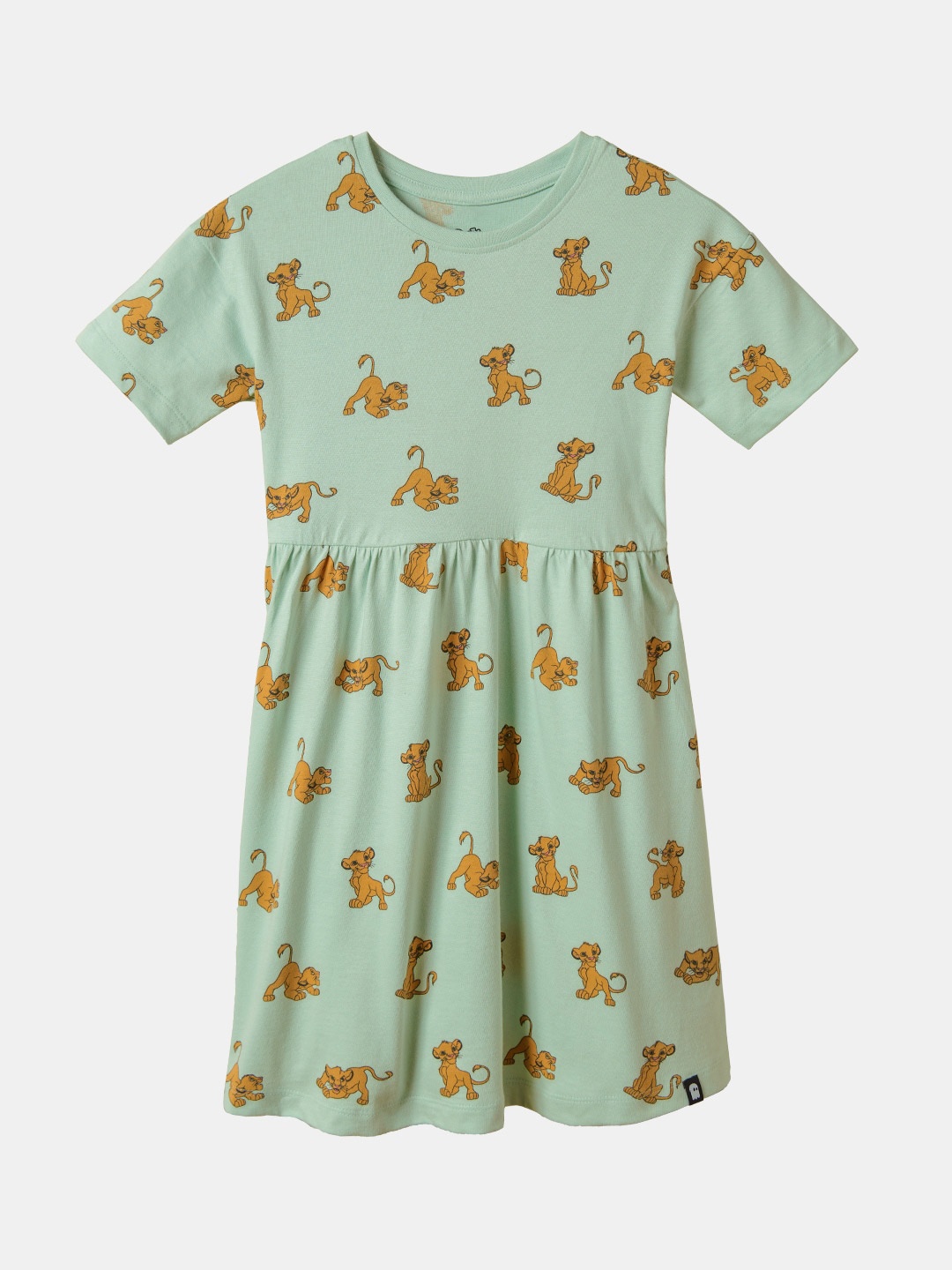 

The Souled Store Girls Graphic Printed Cotton A-Line Dress, Green