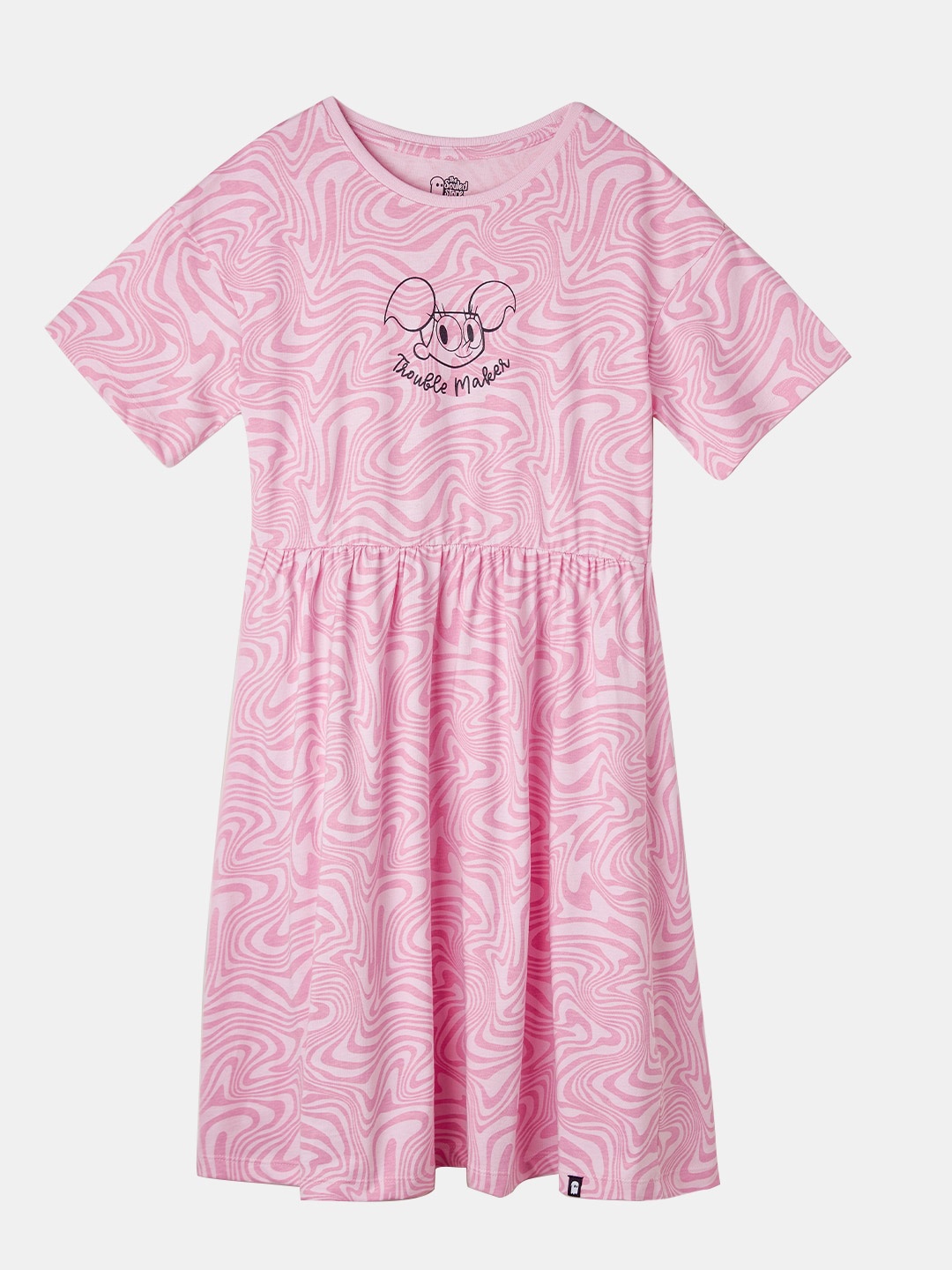 

The Souled Store Girls Printed A-Line Cotton Dress, Pink