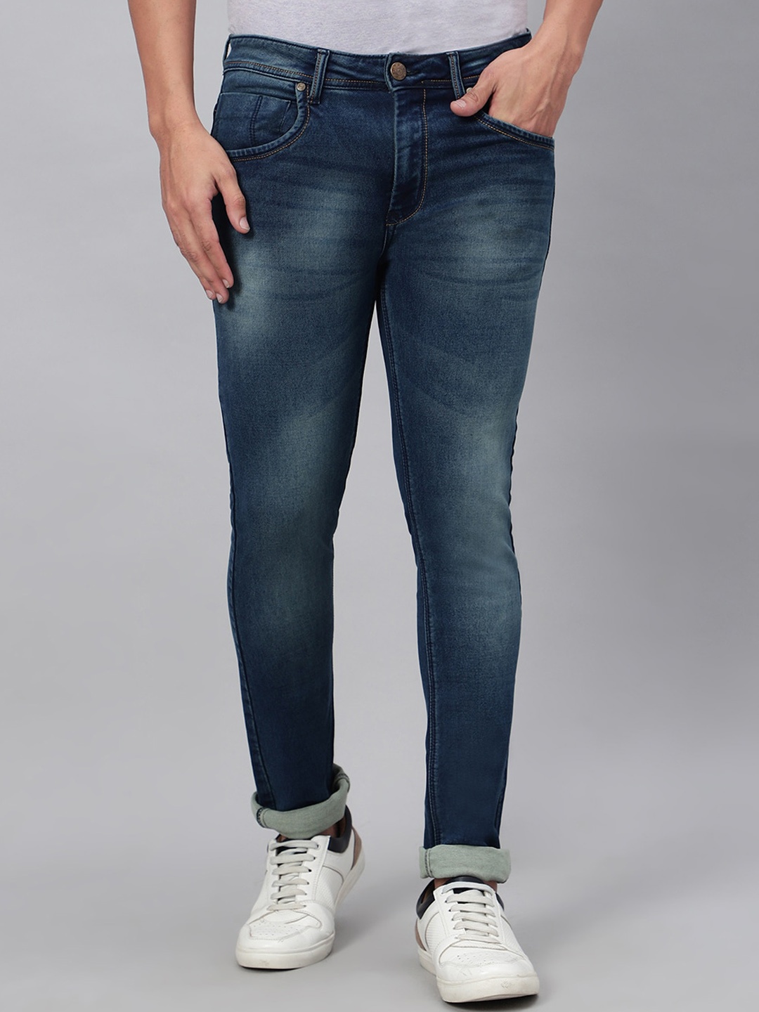 

HJ HASASI Men Relaxed Fit Light Fade Stretchable Cotton Jeans, Blue