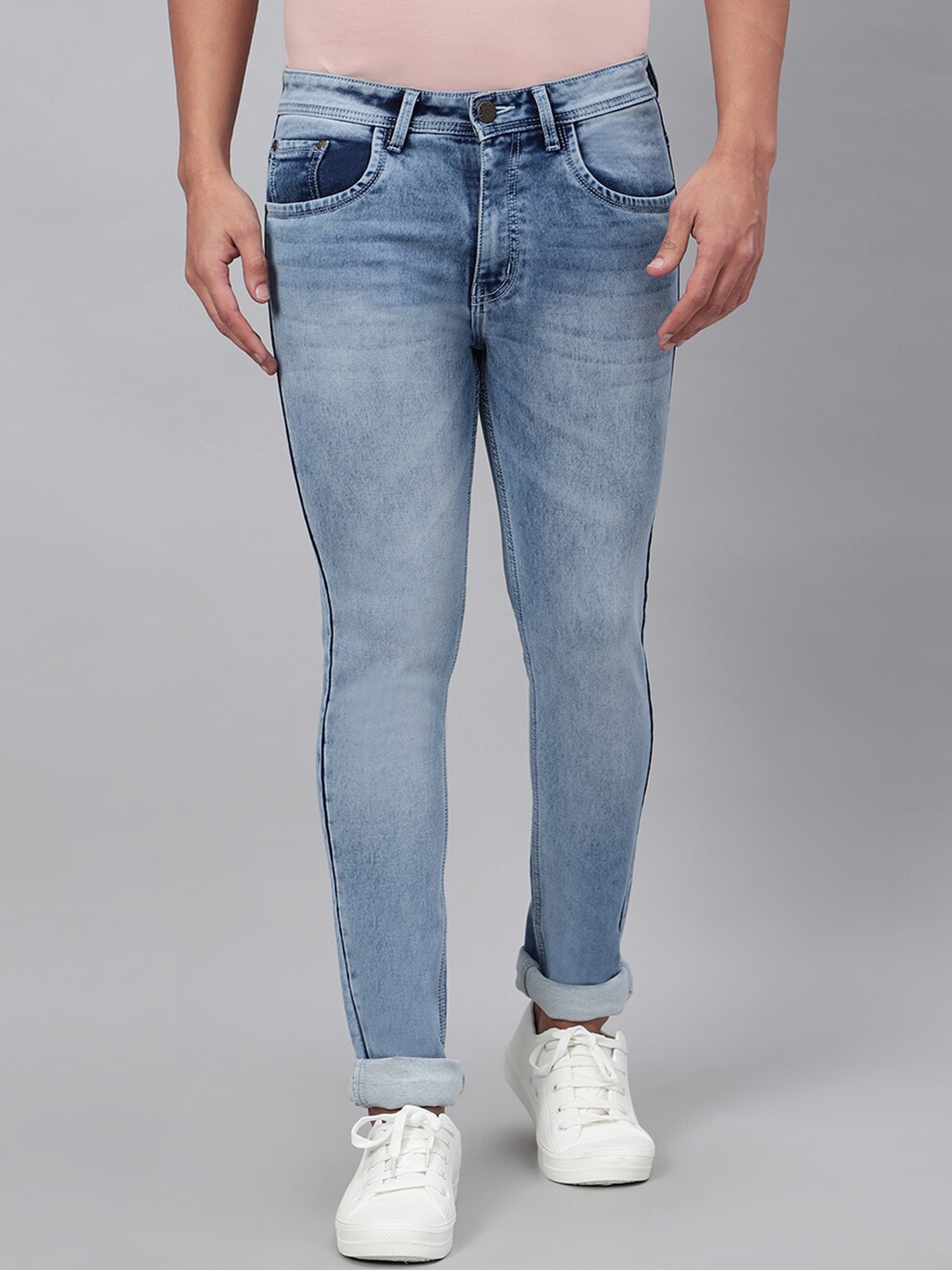 

HJ HASASI Men Relaxed Fit Heavy Fade Stretchable Cotton Jeans, Blue